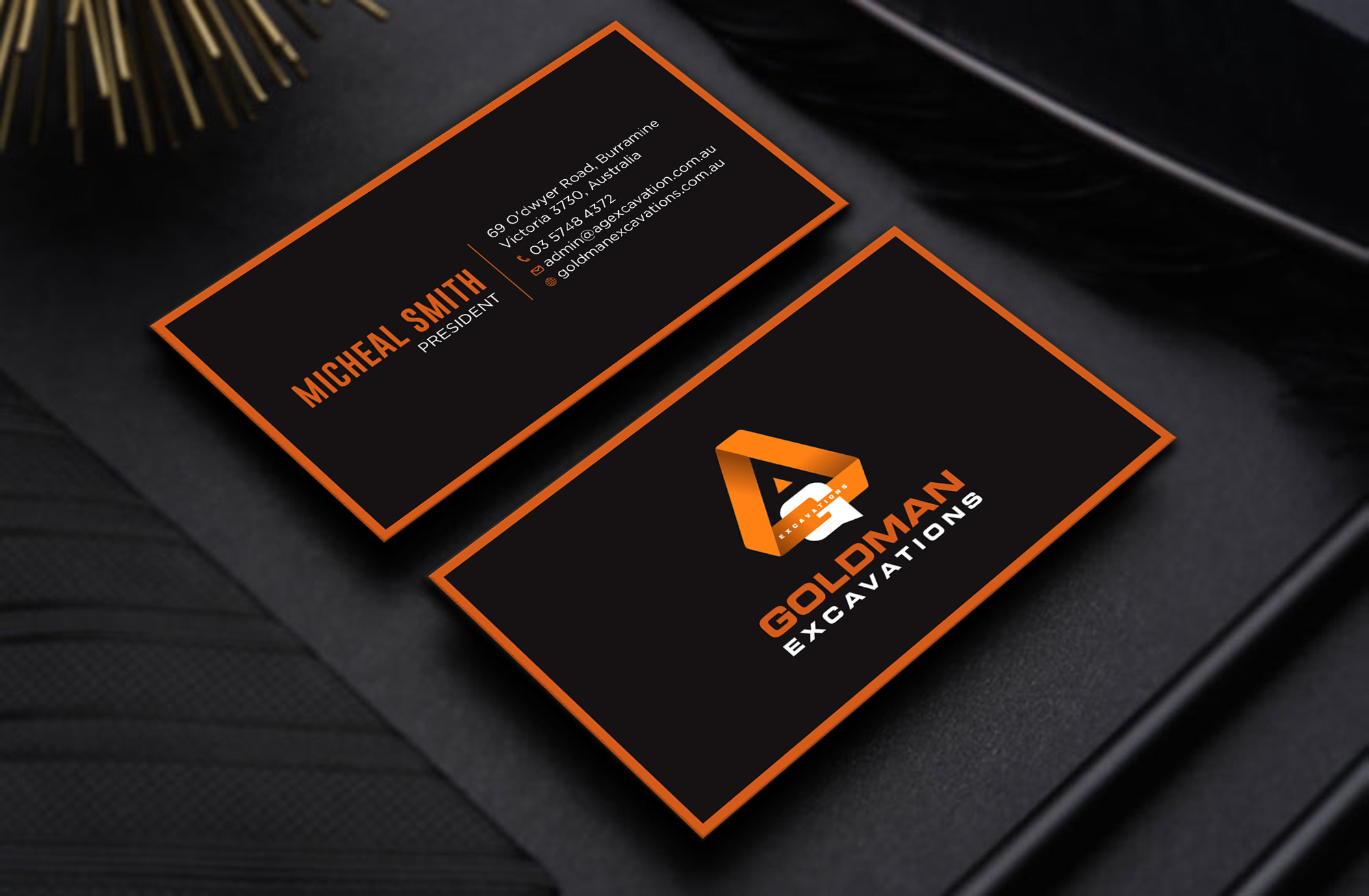 Business Card Design by RENEXIT for GOLDMAN EXCAVATIONS PTY LTD | Design #28421841