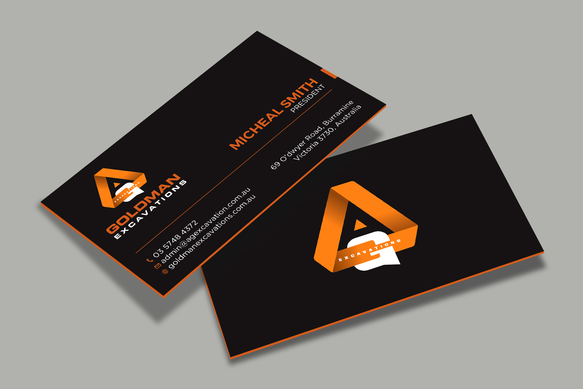 Business Card Design by RENEXIT for GOLDMAN EXCAVATIONS PTY LTD | Design #28421842
