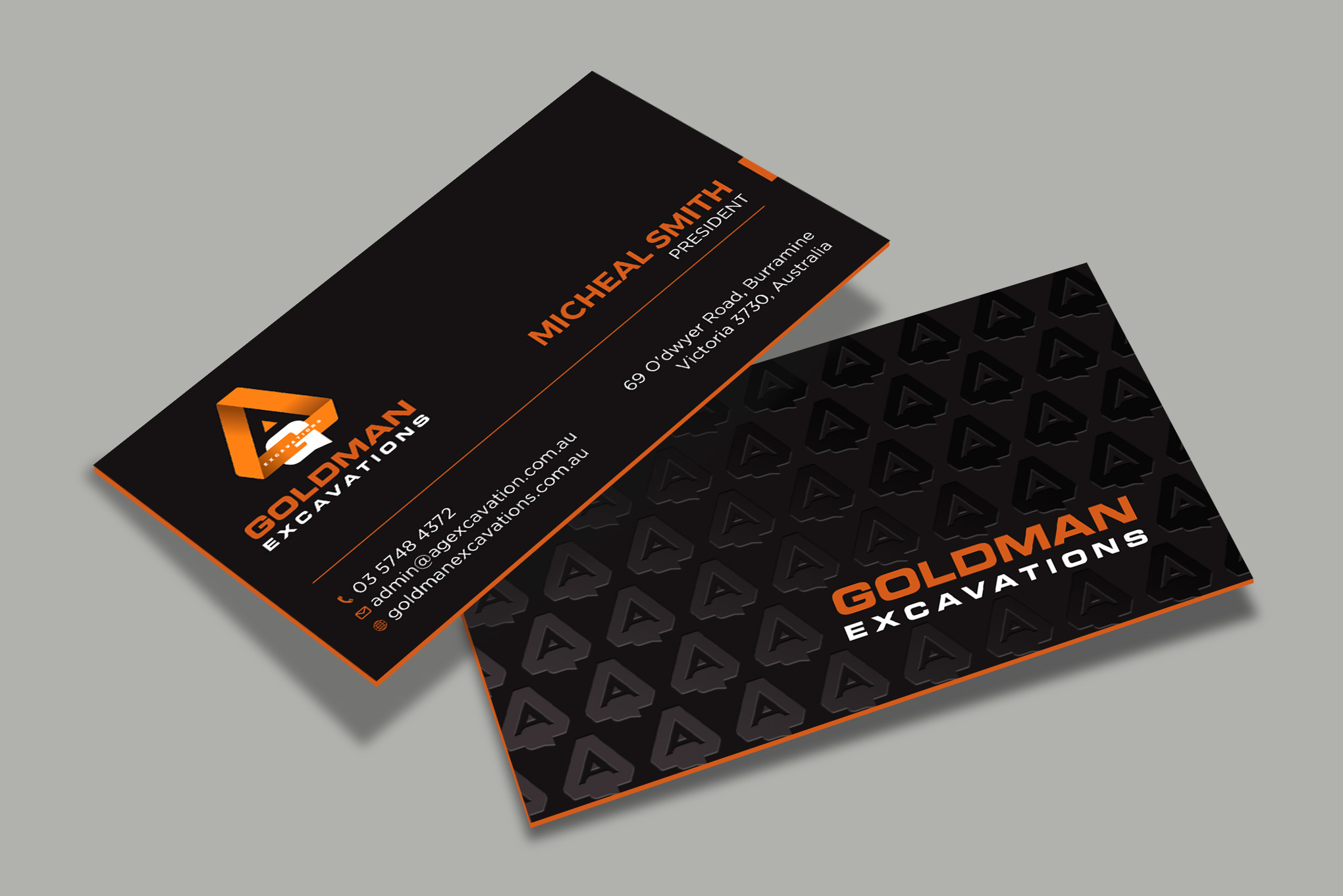 Business Card Design by RENEXIT for GOLDMAN EXCAVATIONS PTY LTD | Design #28421843