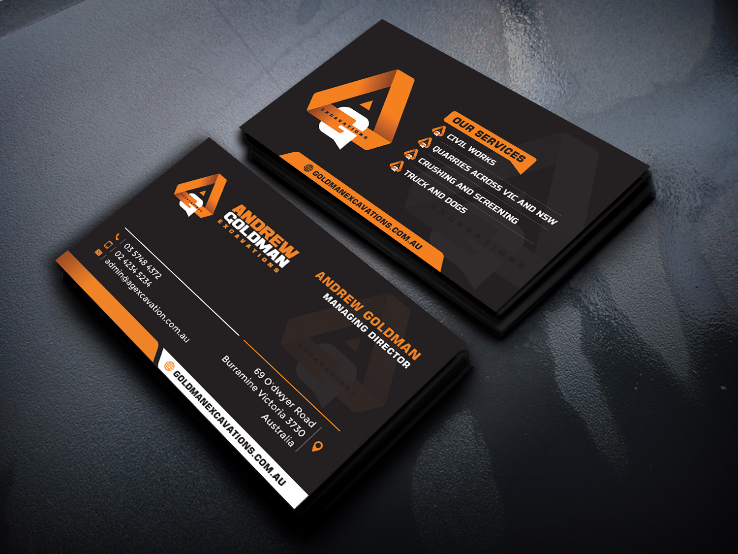 Diseño de Tarjeta de Presentación por Sandaruwan para GOLDMAN EXCAVATIONS PTY LTD | Diseño #28423938