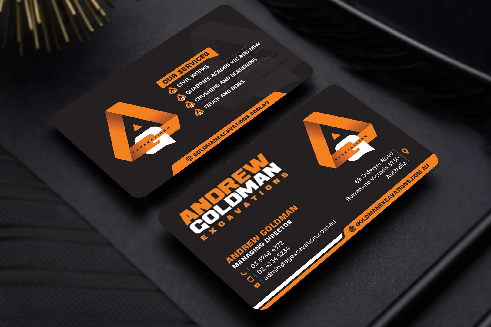 Visitenkarten-Design von Sandaruwan für GOLDMAN EXCAVATIONS PTY LTD | Design #28425555