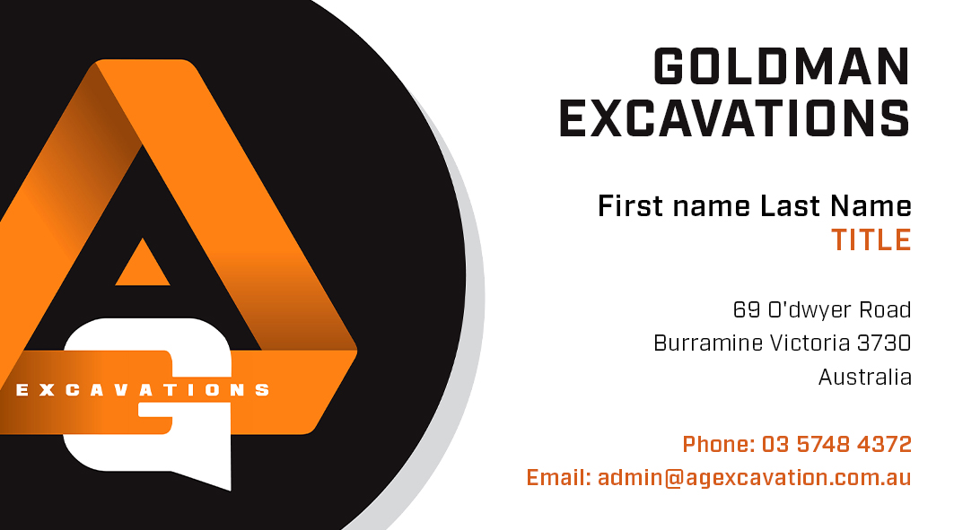 Business Card Design by MarkoE for GOLDMAN EXCAVATIONS PTY LTD | Design #28453456