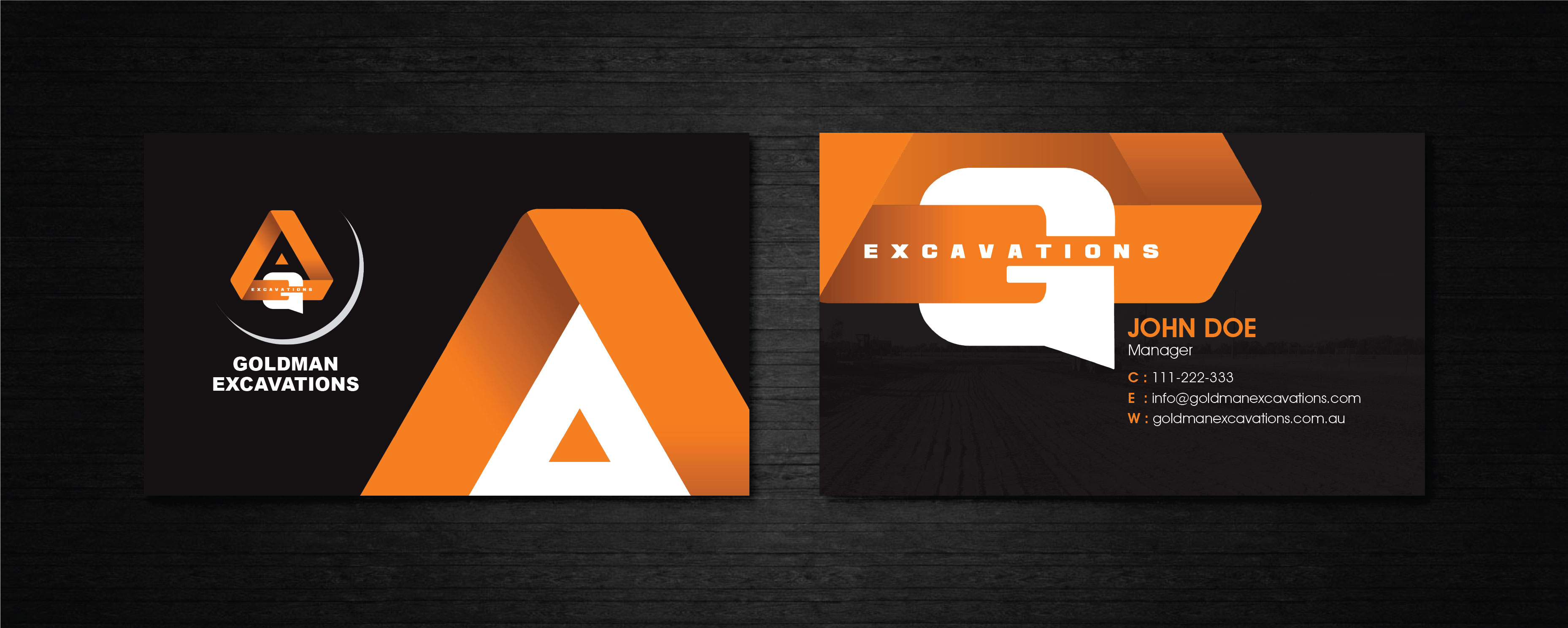 Diseño de Tarjeta de Presentación por artbitin para GOLDMAN EXCAVATIONS PTY LTD | Diseño #28422556
