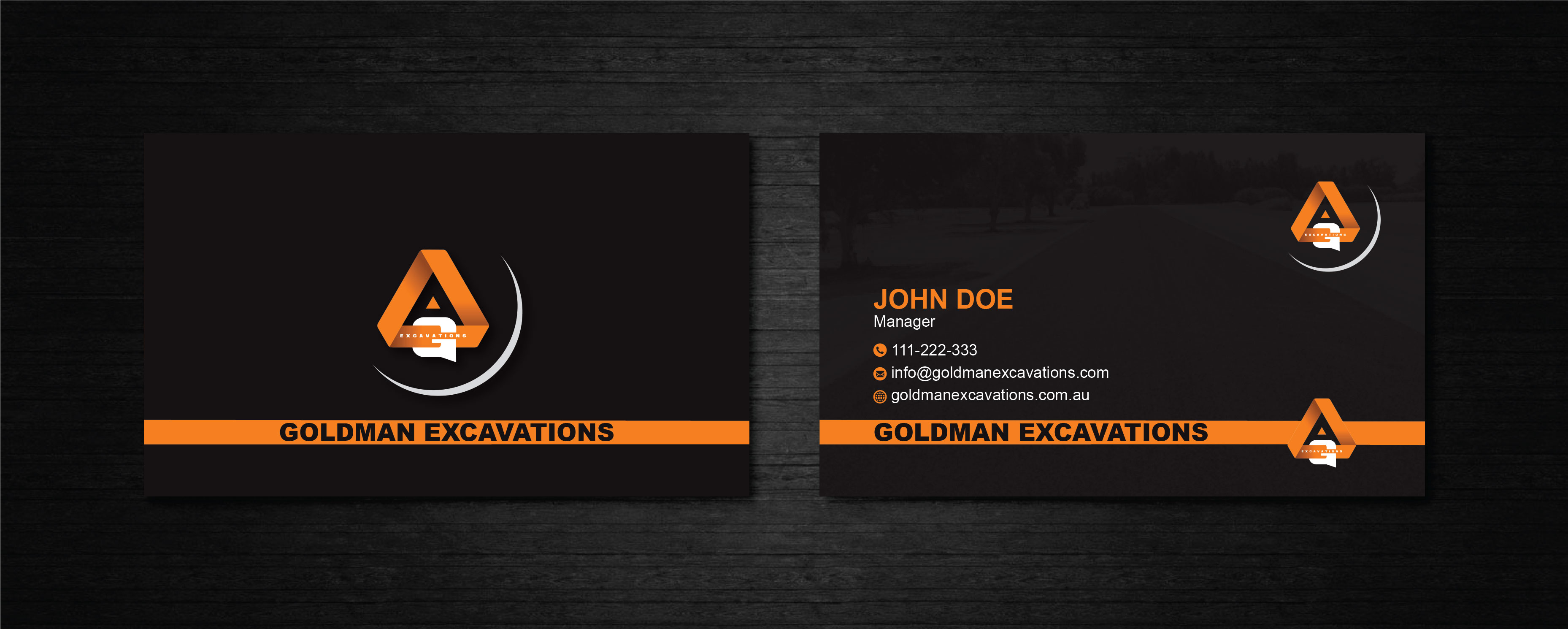 Visitenkarten-Design von artbitin für GOLDMAN EXCAVATIONS PTY LTD | Design #28422557