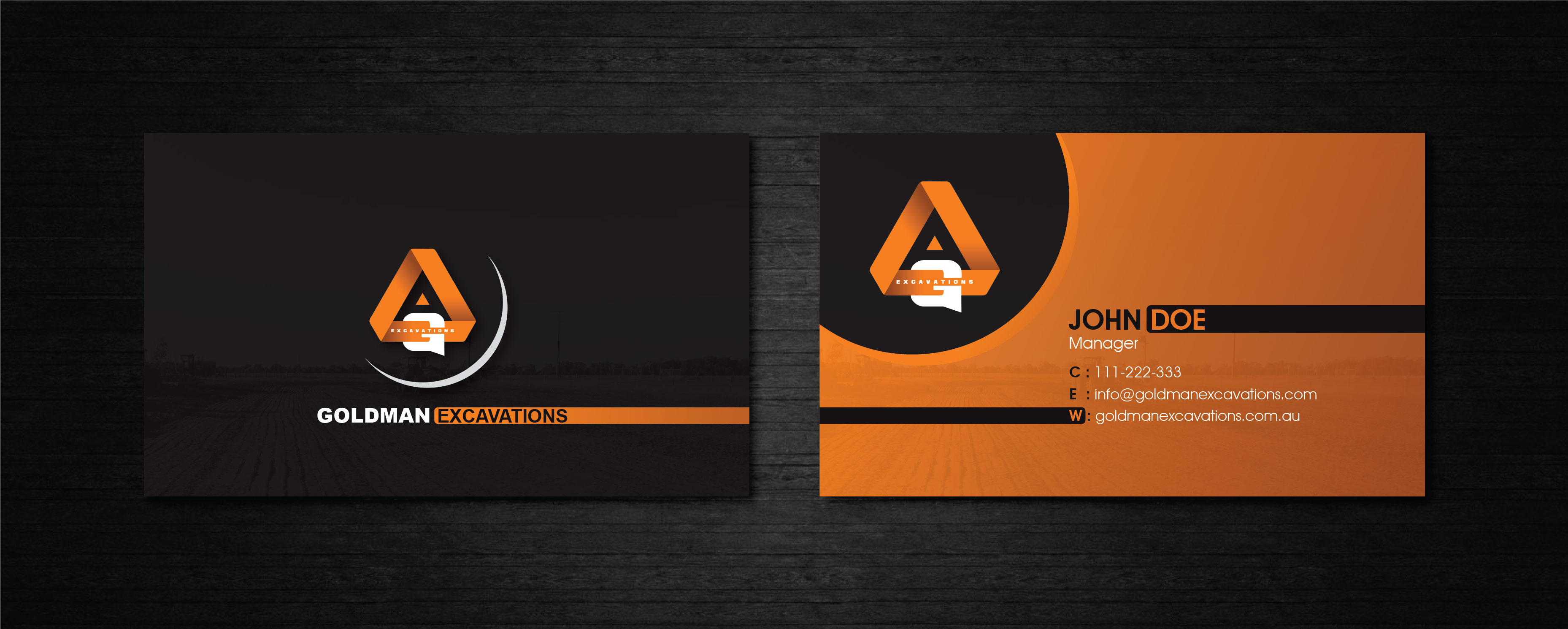 Business Card Design by artbitin for GOLDMAN EXCAVATIONS PTY LTD | Design #28422558