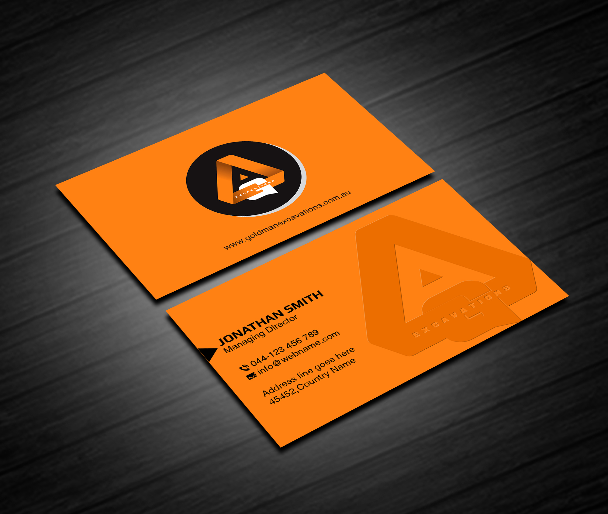 Business Card Design by Creations Box 2015 for GOLDMAN EXCAVATIONS PTY LTD | Design #28451012