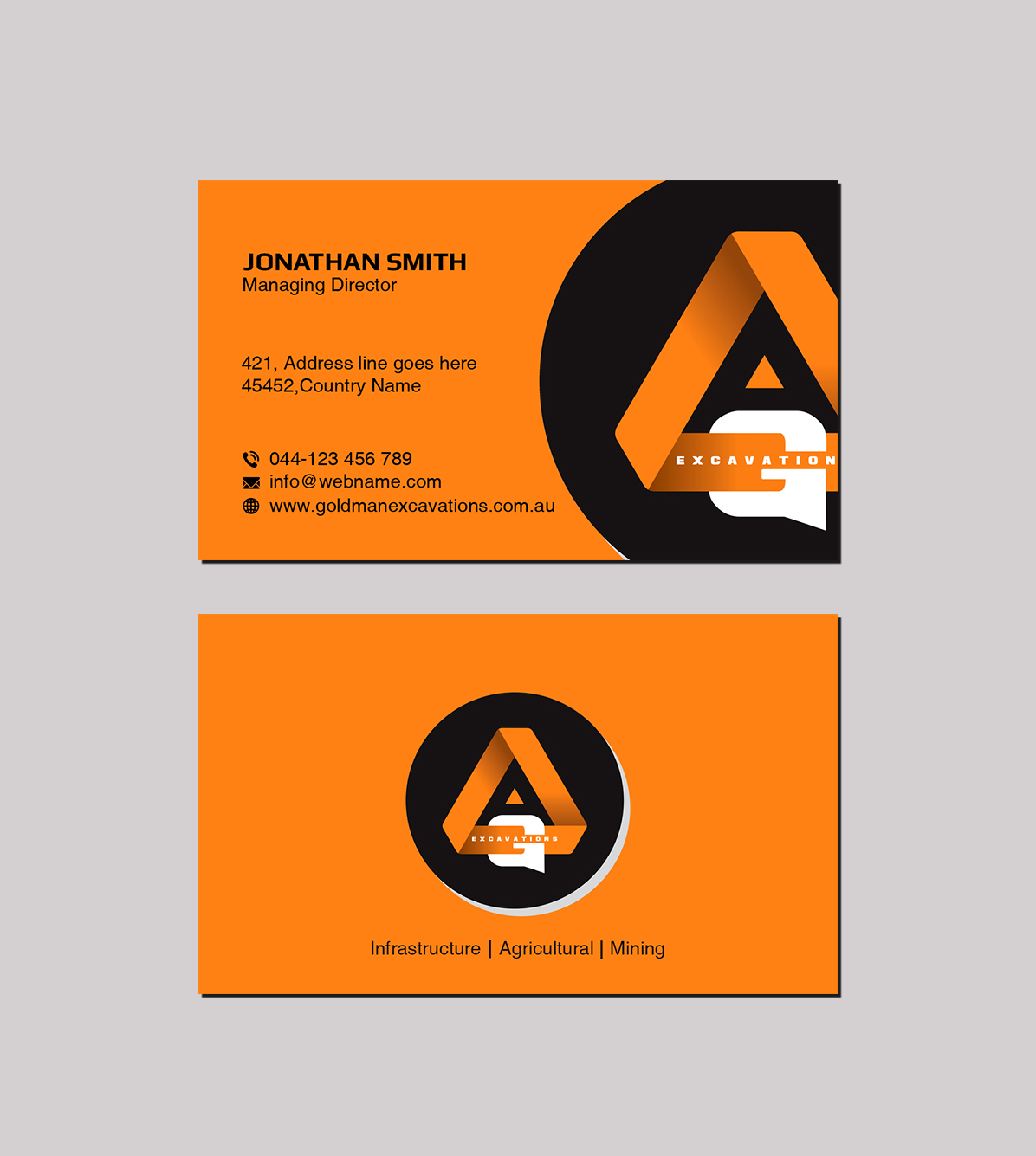 Business Card Design by Creations Box 2015 for GOLDMAN EXCAVATIONS PTY LTD | Design #28451016