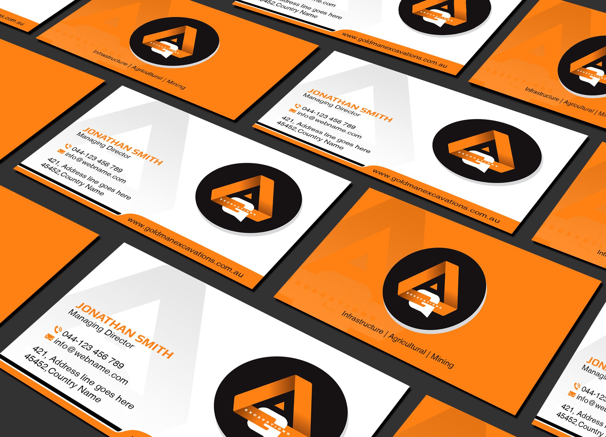 Business Card Design by Creations Box 2015 for GOLDMAN EXCAVATIONS PTY LTD | Design #28451018