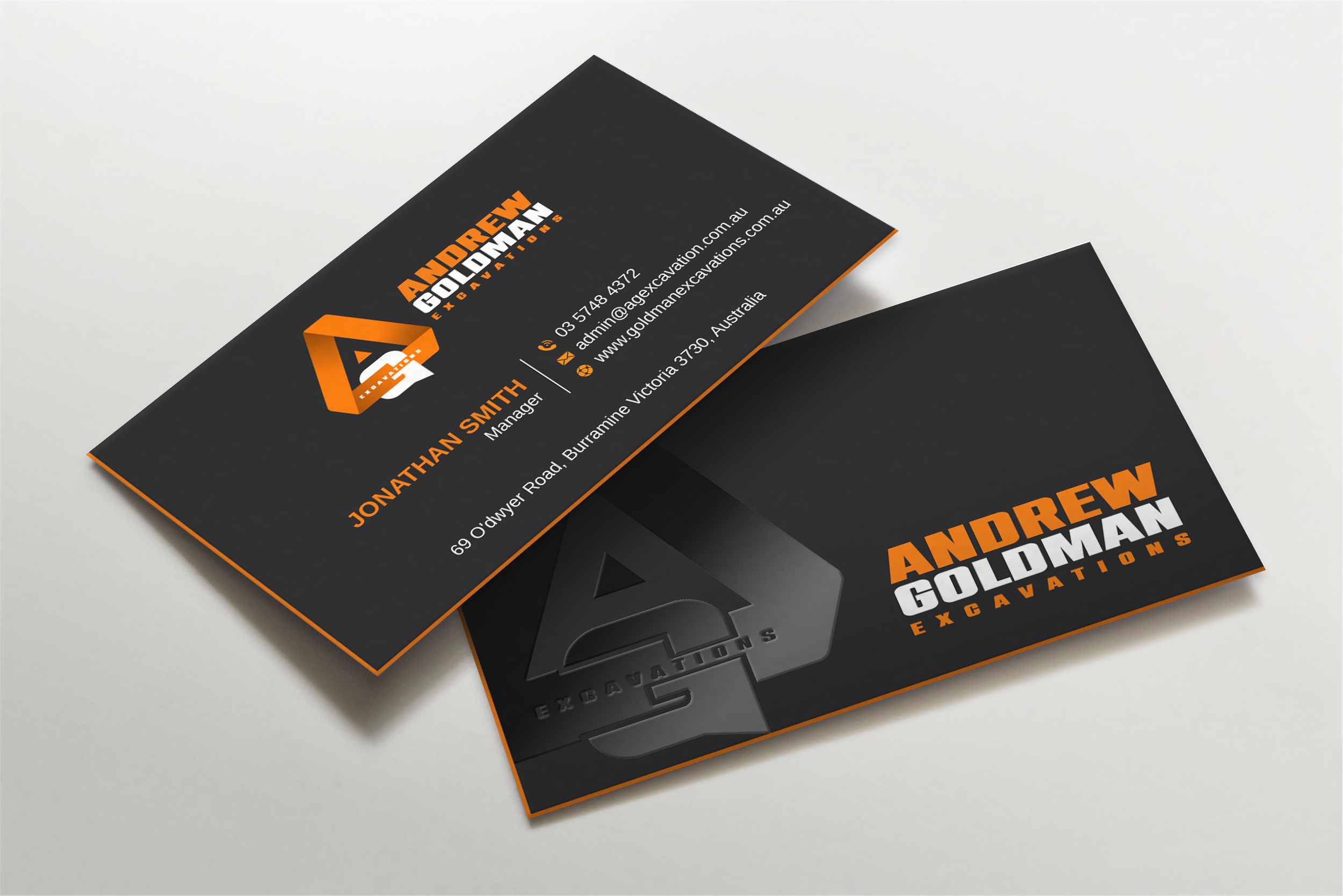 Business Card Design by LAXMI DESIGNHUB for GOLDMAN EXCAVATIONS PTY LTD | Design #28422949