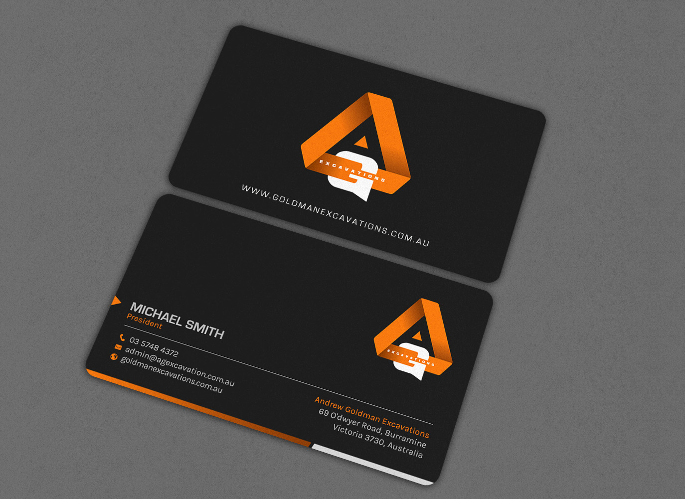 Business Card Design by chandrayaan.creative for GOLDMAN EXCAVATIONS PTY LTD | Design #28422740