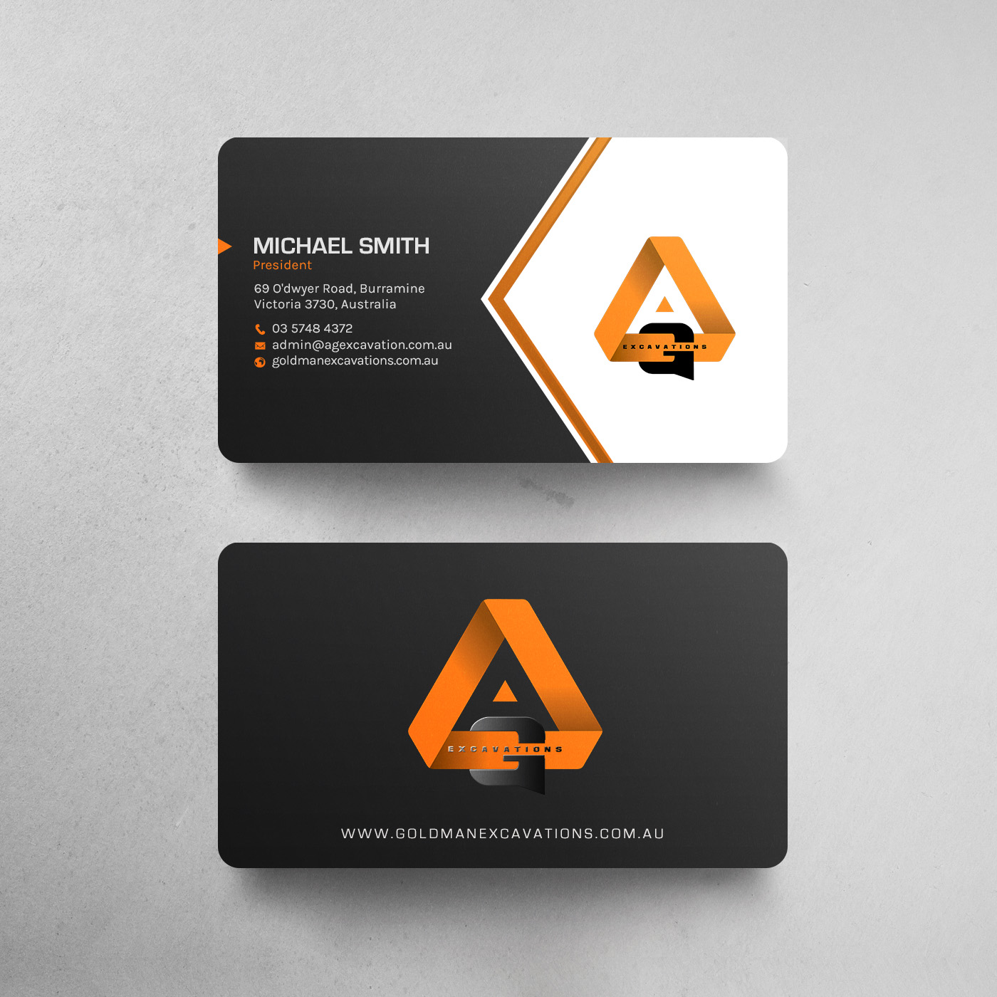 Business Card Design by chandrayaan.creative for GOLDMAN EXCAVATIONS PTY LTD | Design #28422742