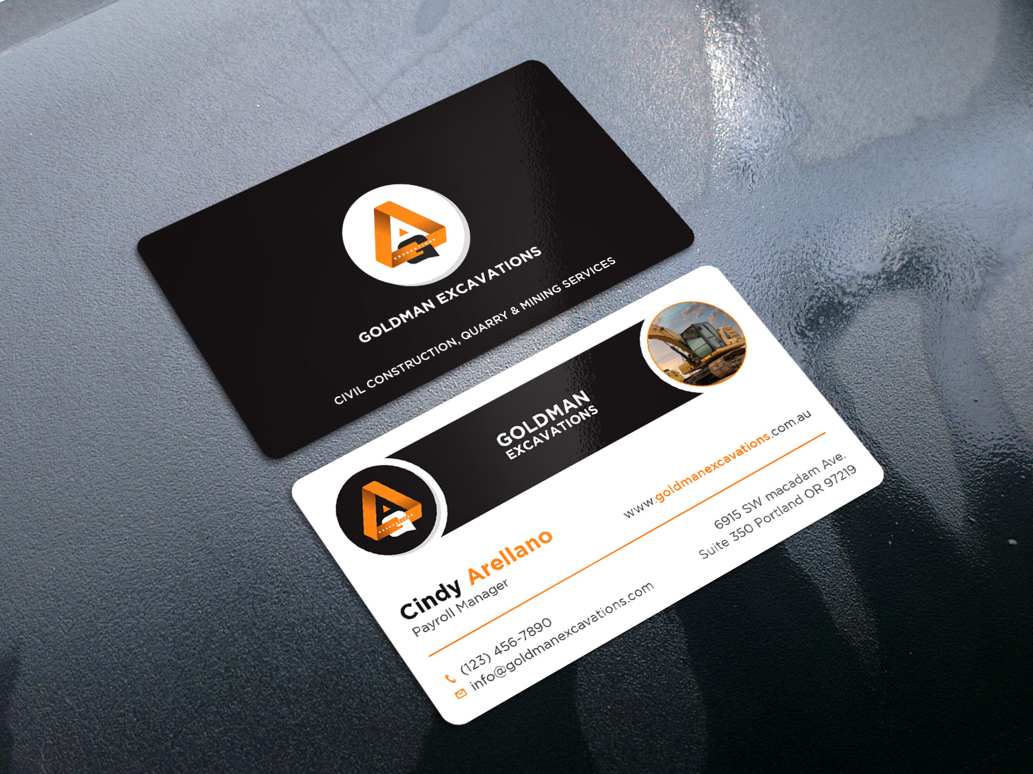 Business Card Design by Tripti Ranjan Gain for GOLDMAN EXCAVATIONS PTY LTD | Design #28430487