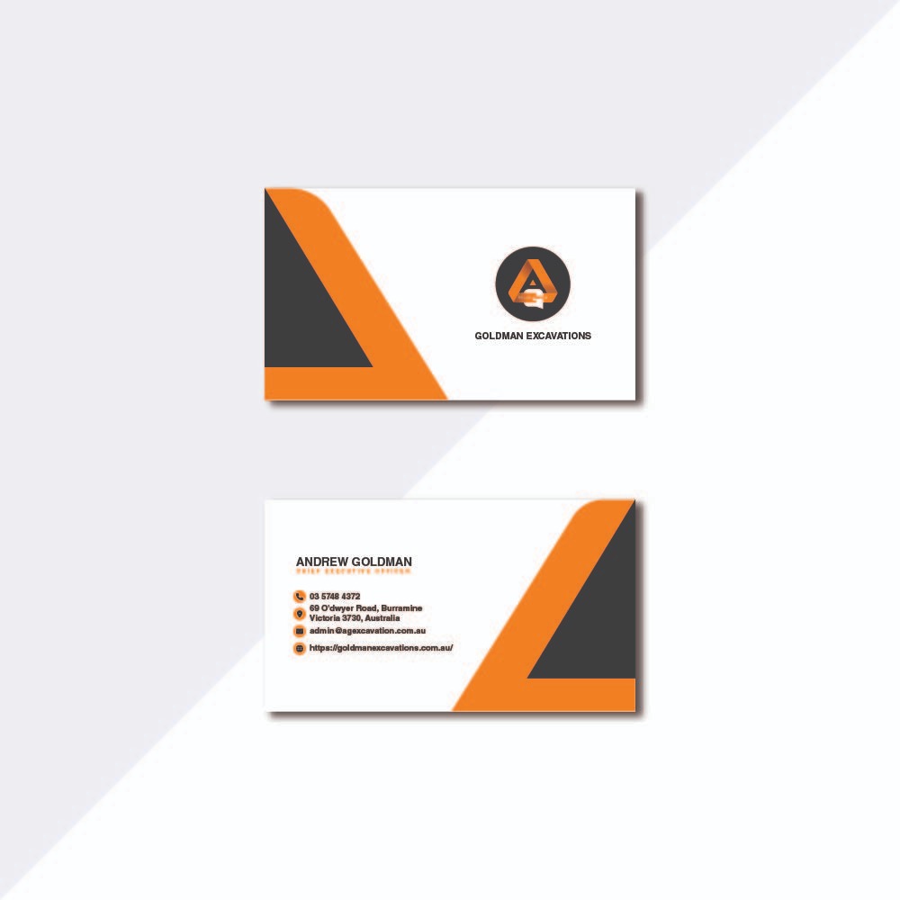 Design de Carte de Visite par Ayub Zafar pour GOLDMAN EXCAVATIONS PTY LTD | Design #28434526