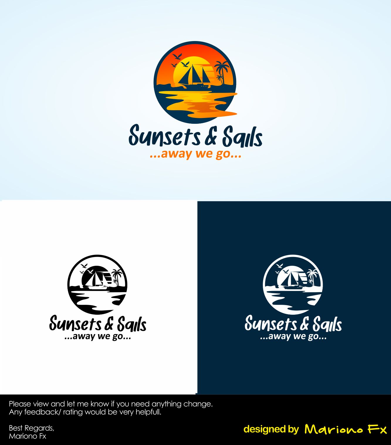Logo Design by Mariono Fx for Sunsets and Sails Travel, LLC   | Design #28421668