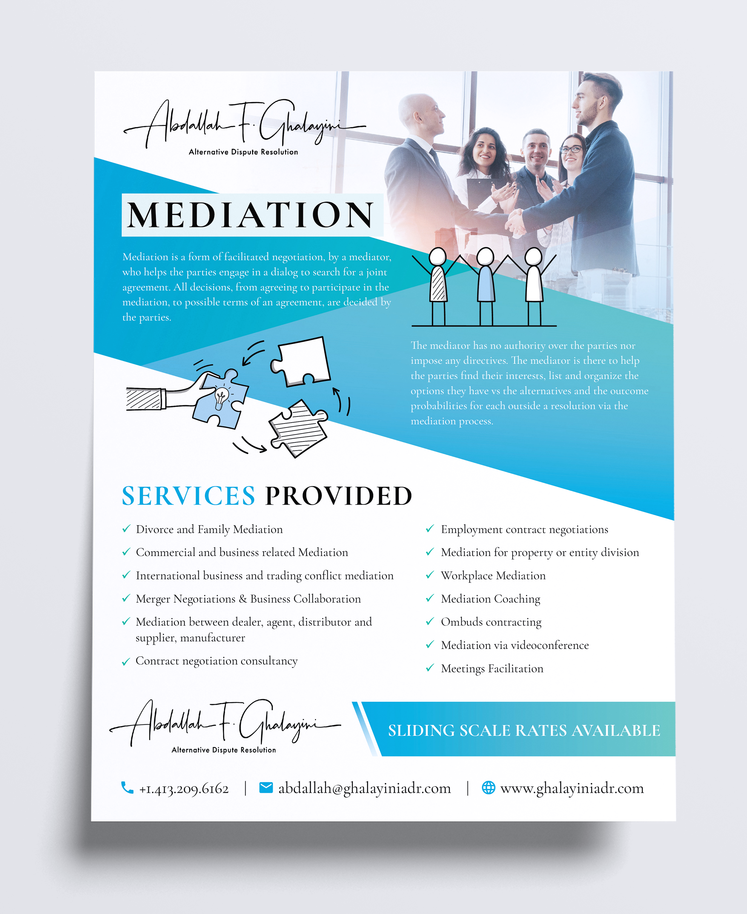 Flyer Design by sun_design for Ghalayini-ADR | Design #28476604