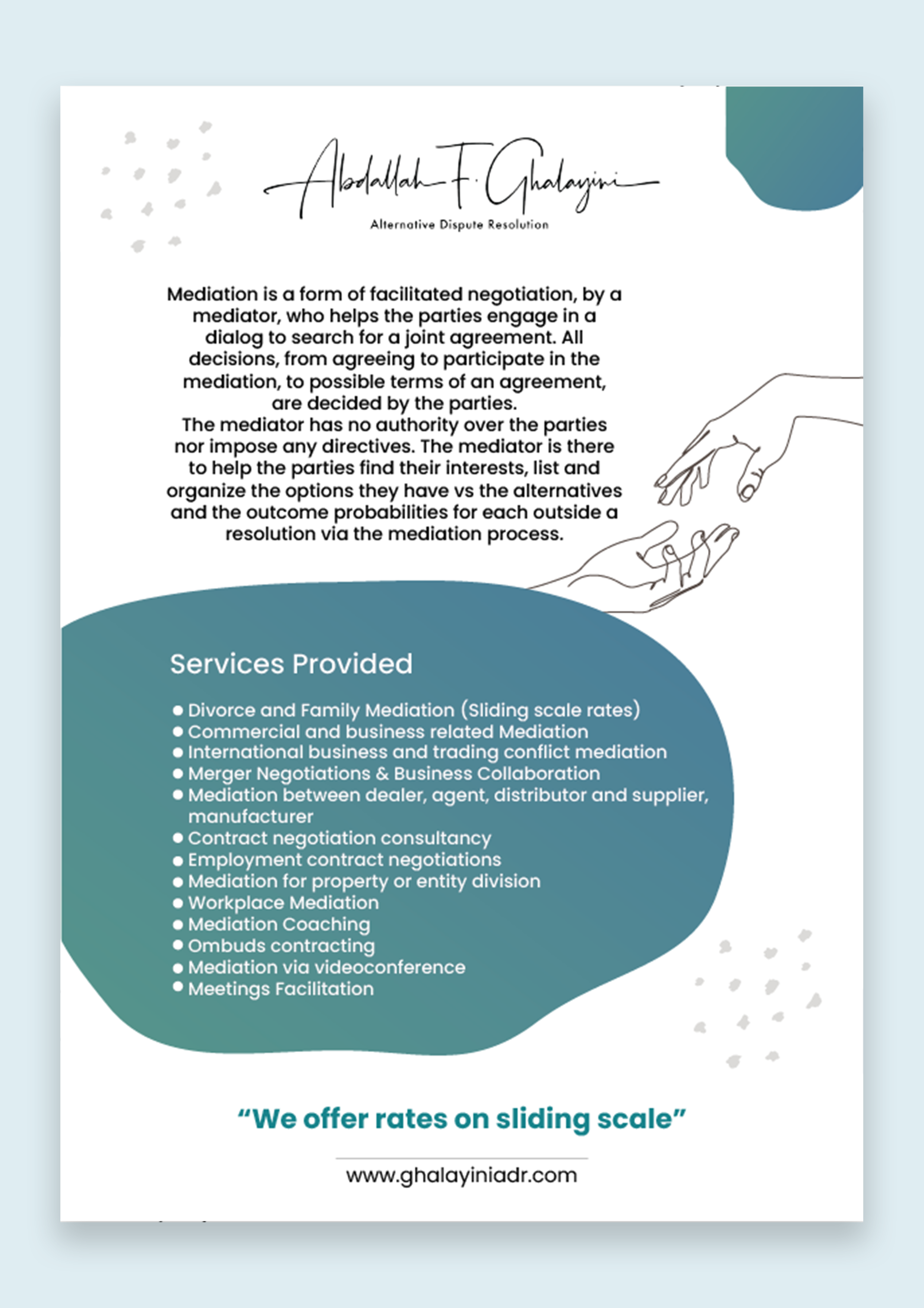 Flyer-Design von Jeewz für Ghalayini-ADR | Design #28476921