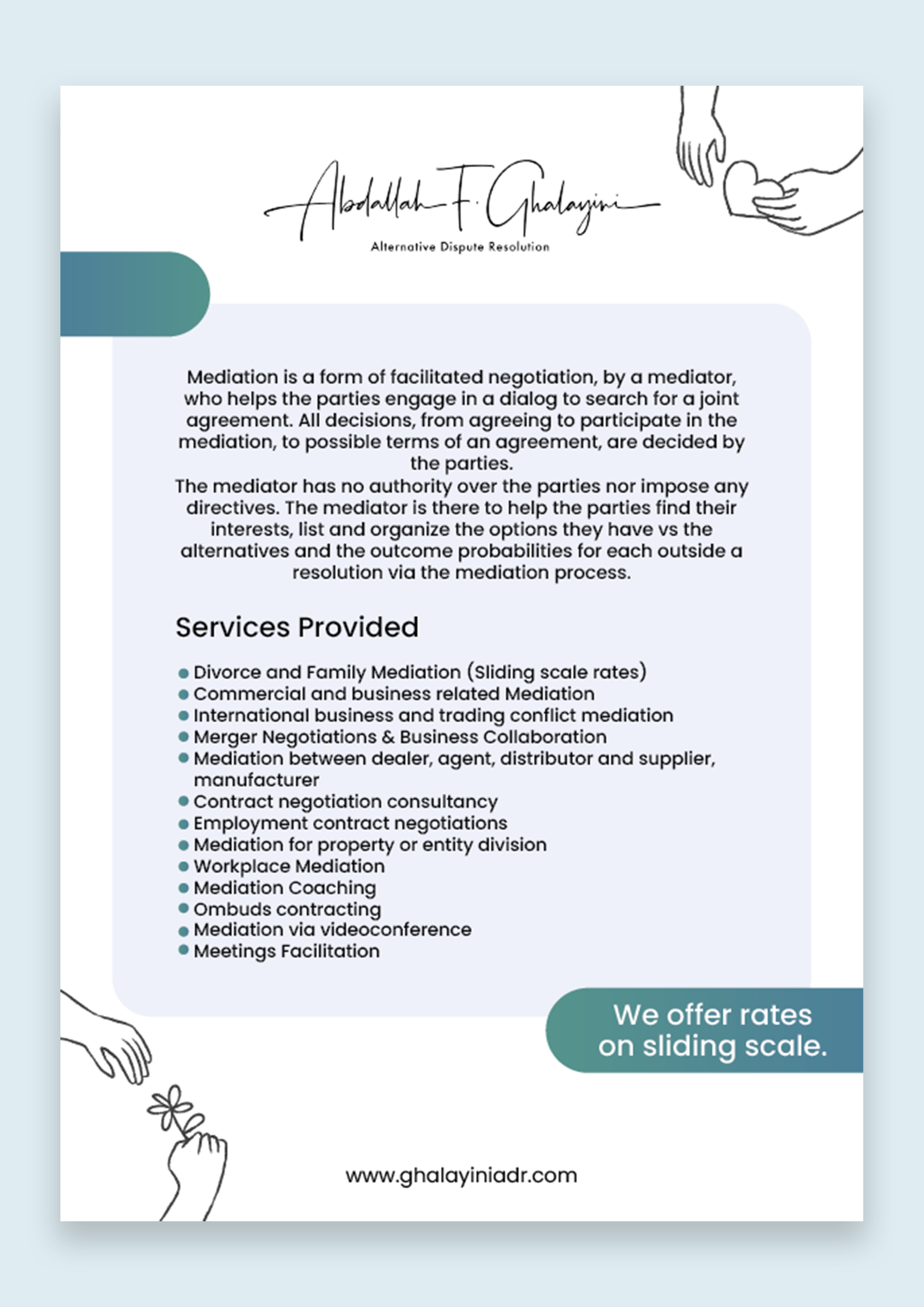 Flyer-Design von Jeewz für Ghalayini-ADR | Design #28476922