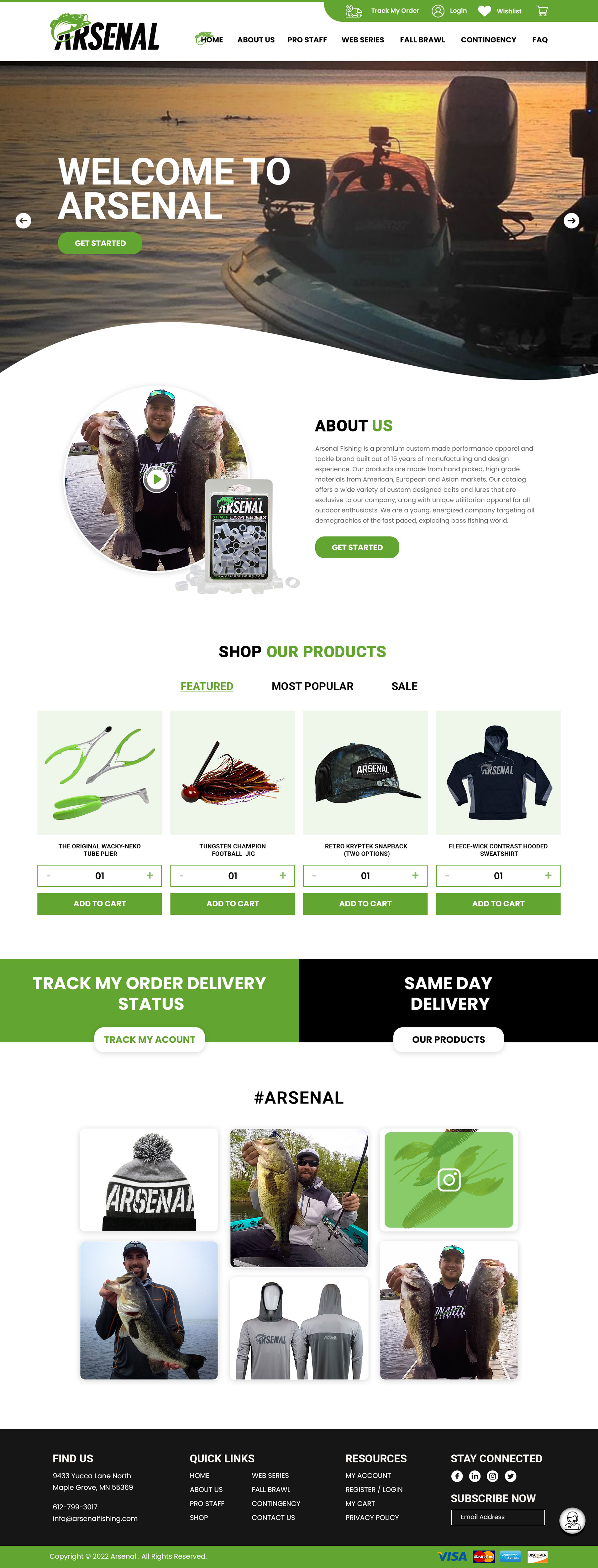 Wordpress Design by VC for Arsenal Fishing | Design #28451183