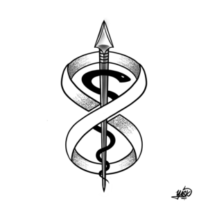 Combination of epilepsy ribbon and the rod of asclepius | Design de Tatouage par El Yisk 2