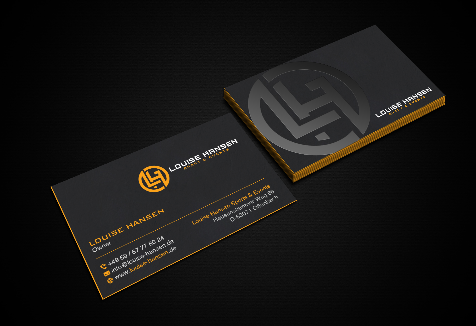 Diseño de Tarjeta de Presentación por Creations Box 2015 para Louise Hansen Sport & Events | Diseño #28451461