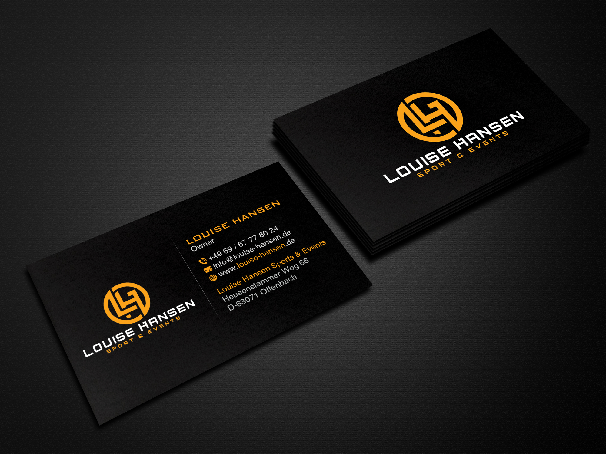 Diseño de Tarjeta de Presentación por Creations Box 2015 para Louise Hansen Sport & Events | Diseño #28451464