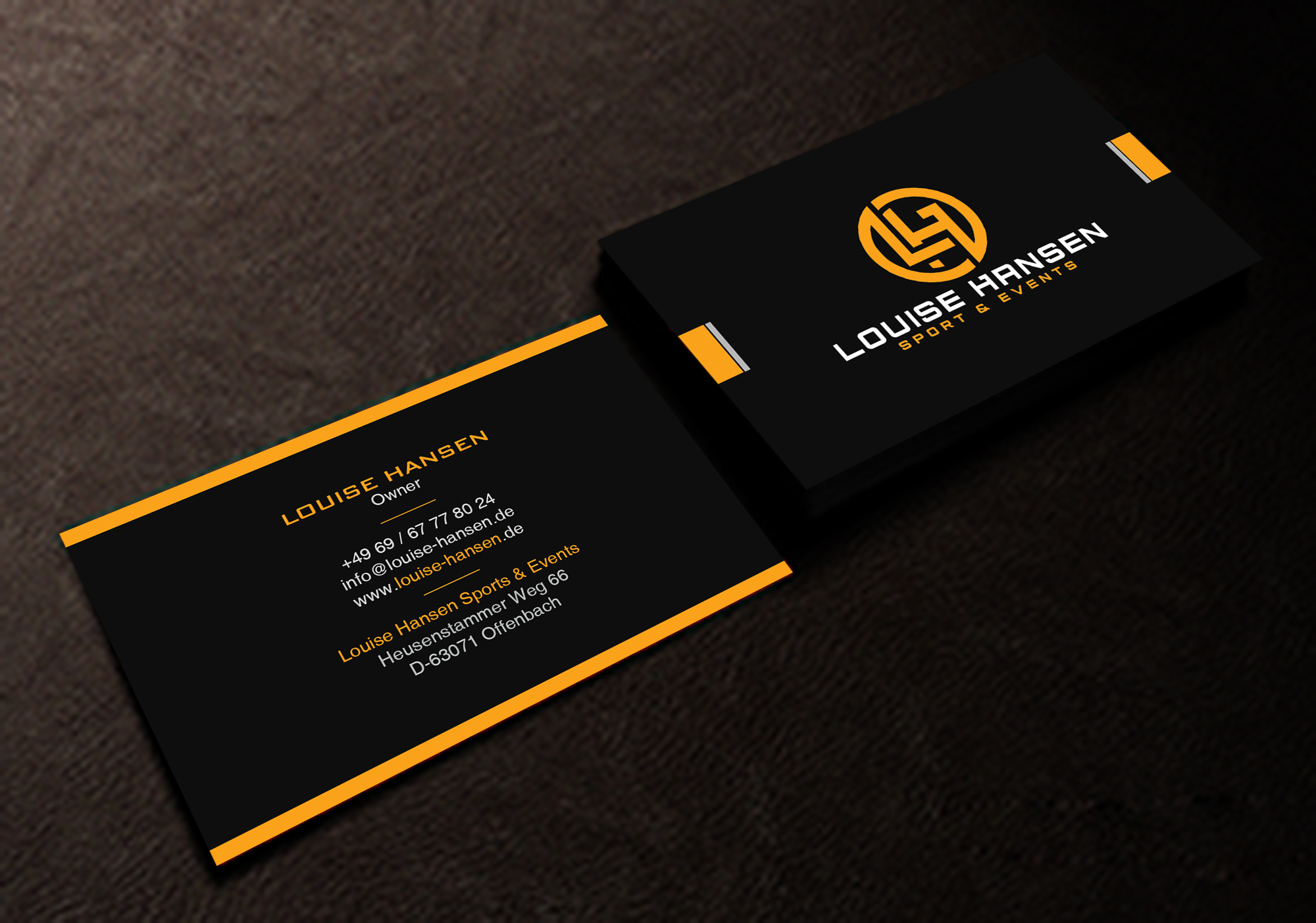 Visitenkarten-Design von Creations Box 2015 für Louise Hansen Sport & Events | Design #28454391
