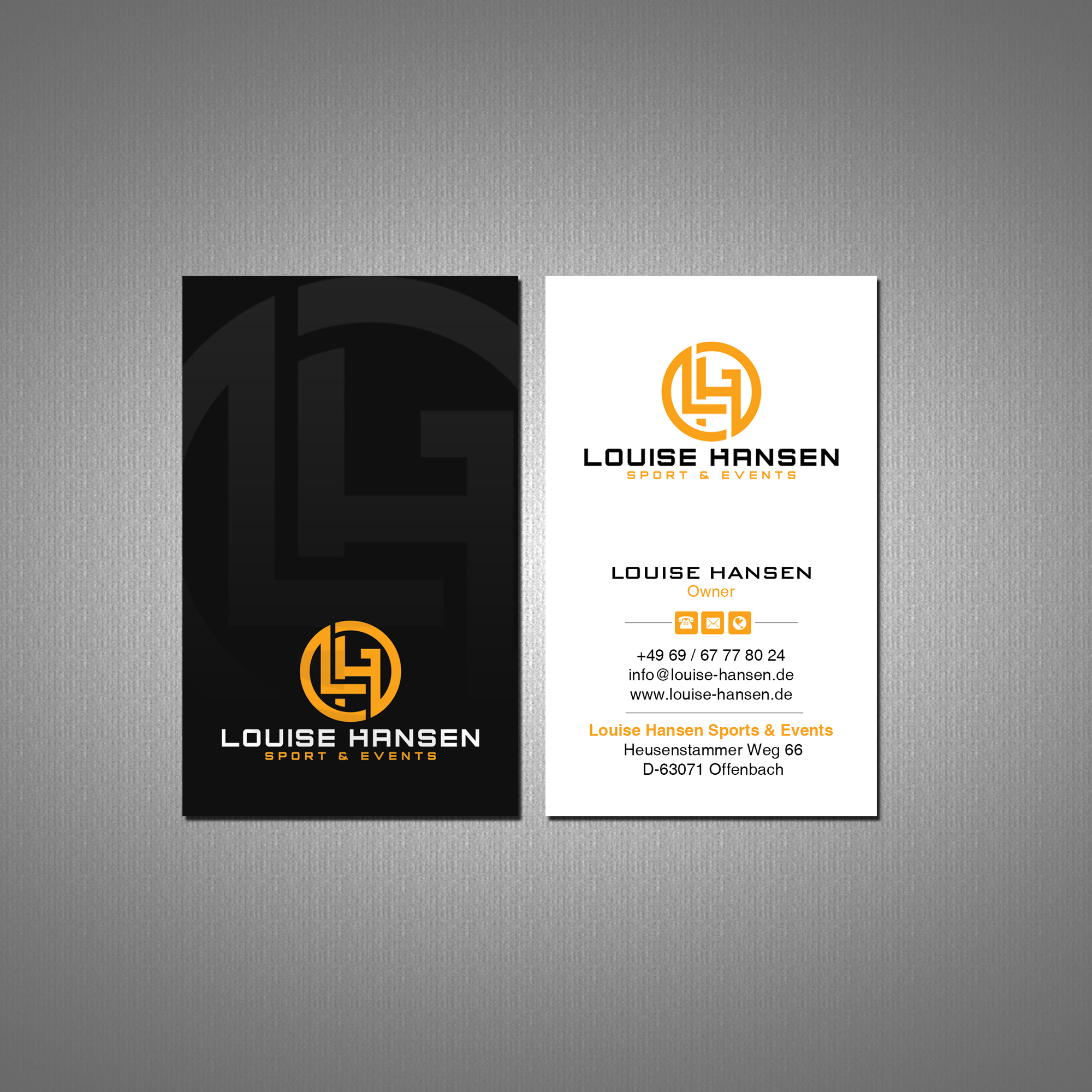 Visitenkarten-Design von Creations Box 2015 für Louise Hansen Sport & Events | Design #28454399