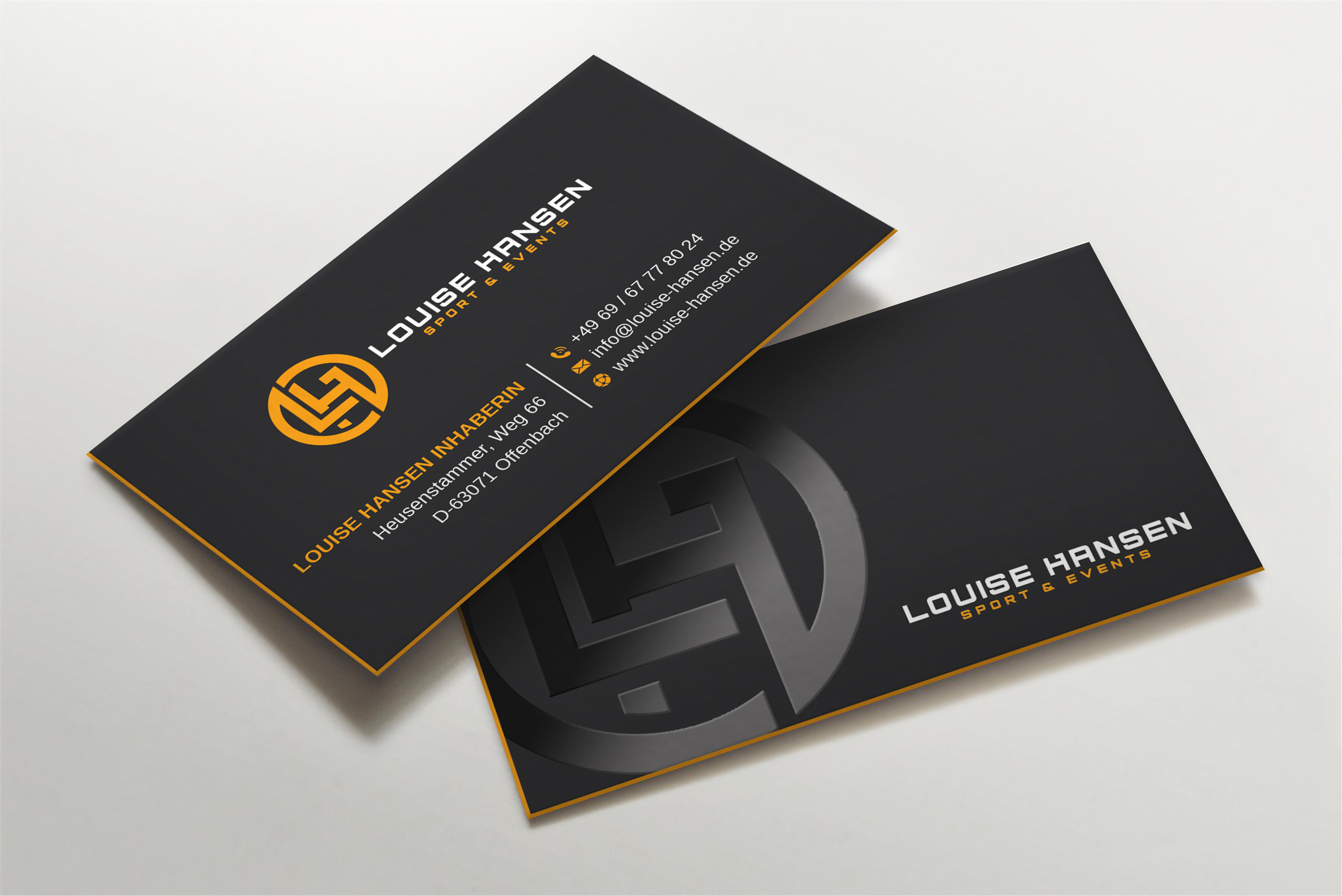 Business Card Design by LAXMI DESIGNHUB for Louise Hansen Sport & Events | Design #28447412