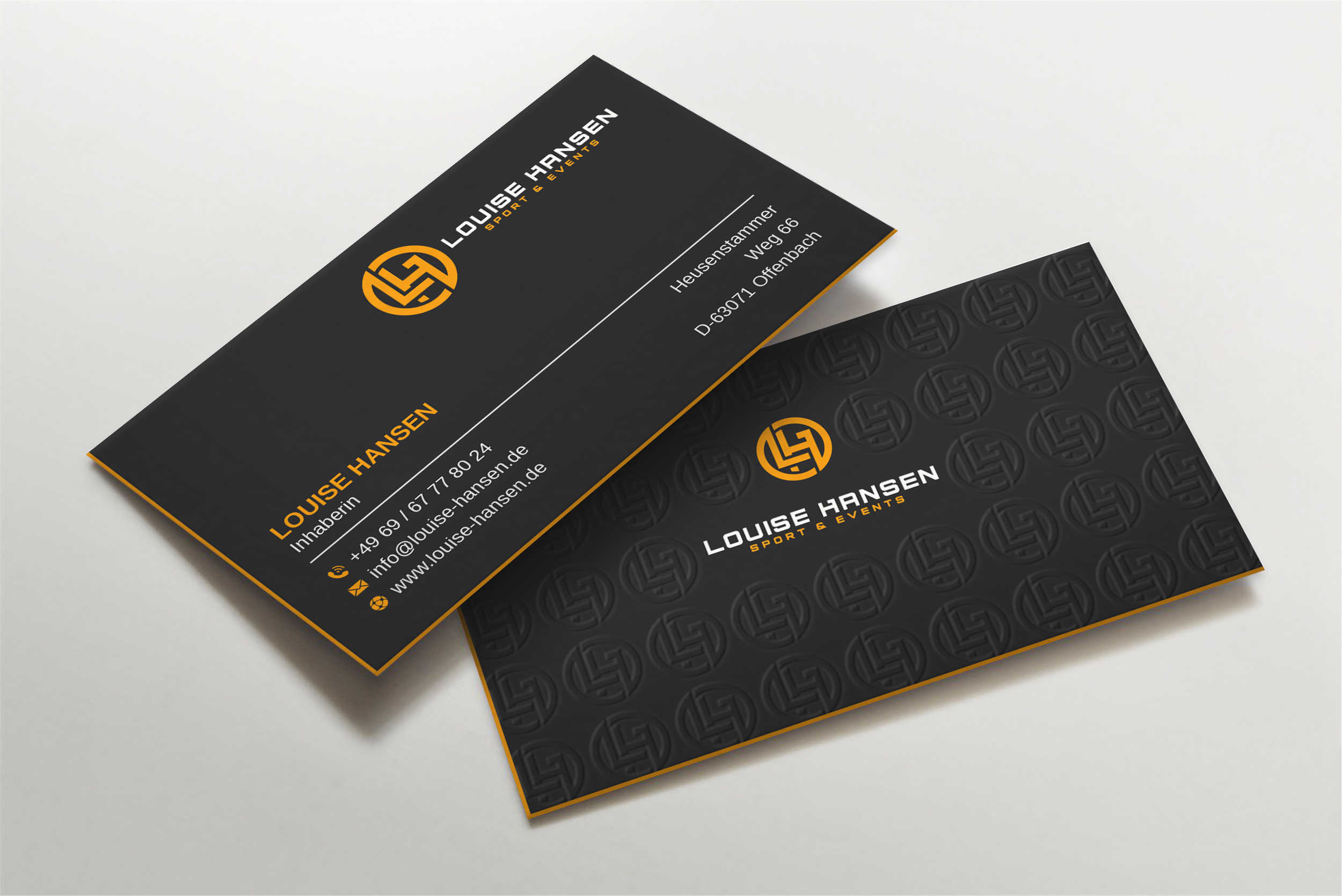 Business Card Design by LAXMI DESIGNHUB for Louise Hansen Sport & Events | Design #28447418