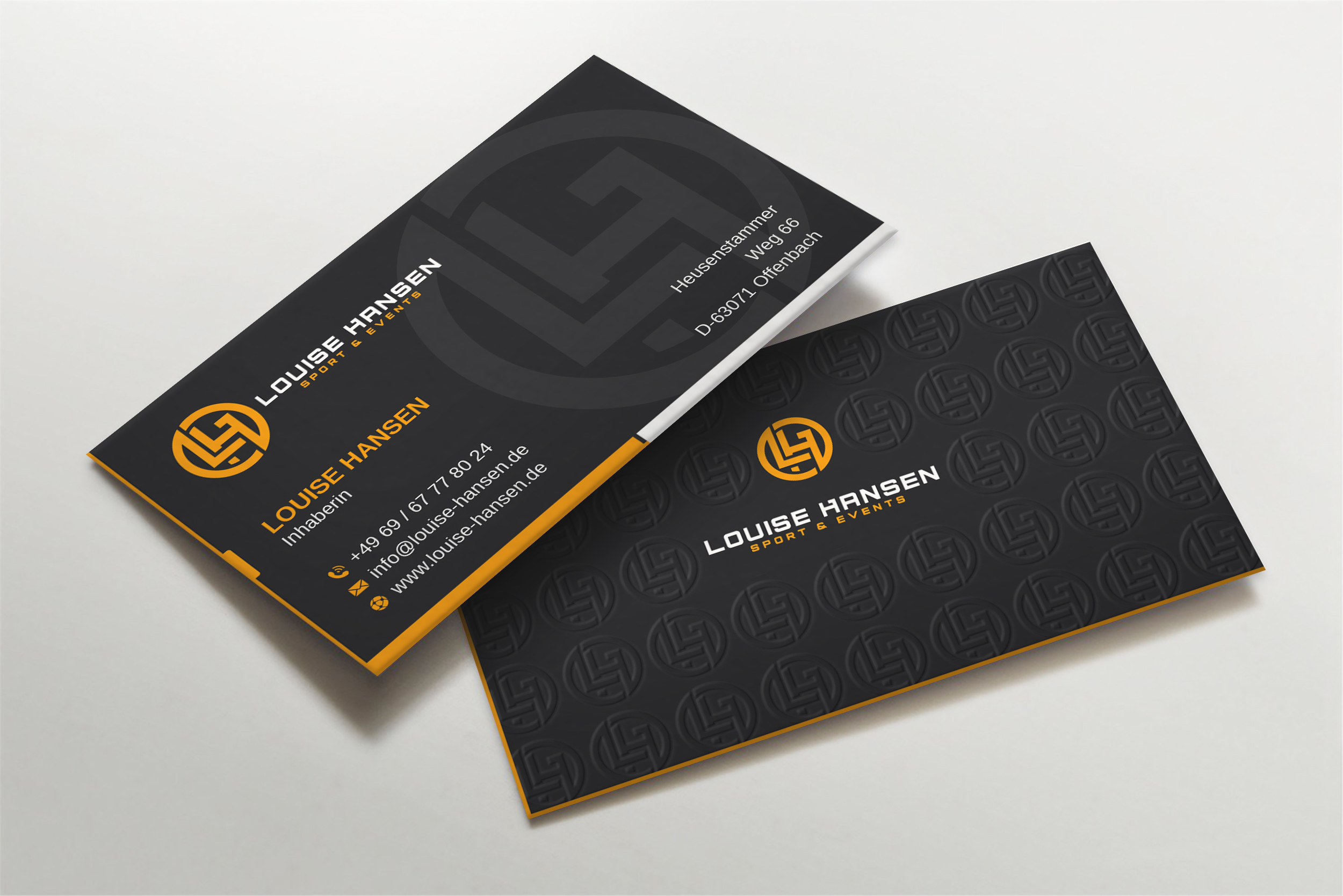 Business Card Design by LAXMI DESIGNHUB for Louise Hansen Sport & Events | Design #28447428