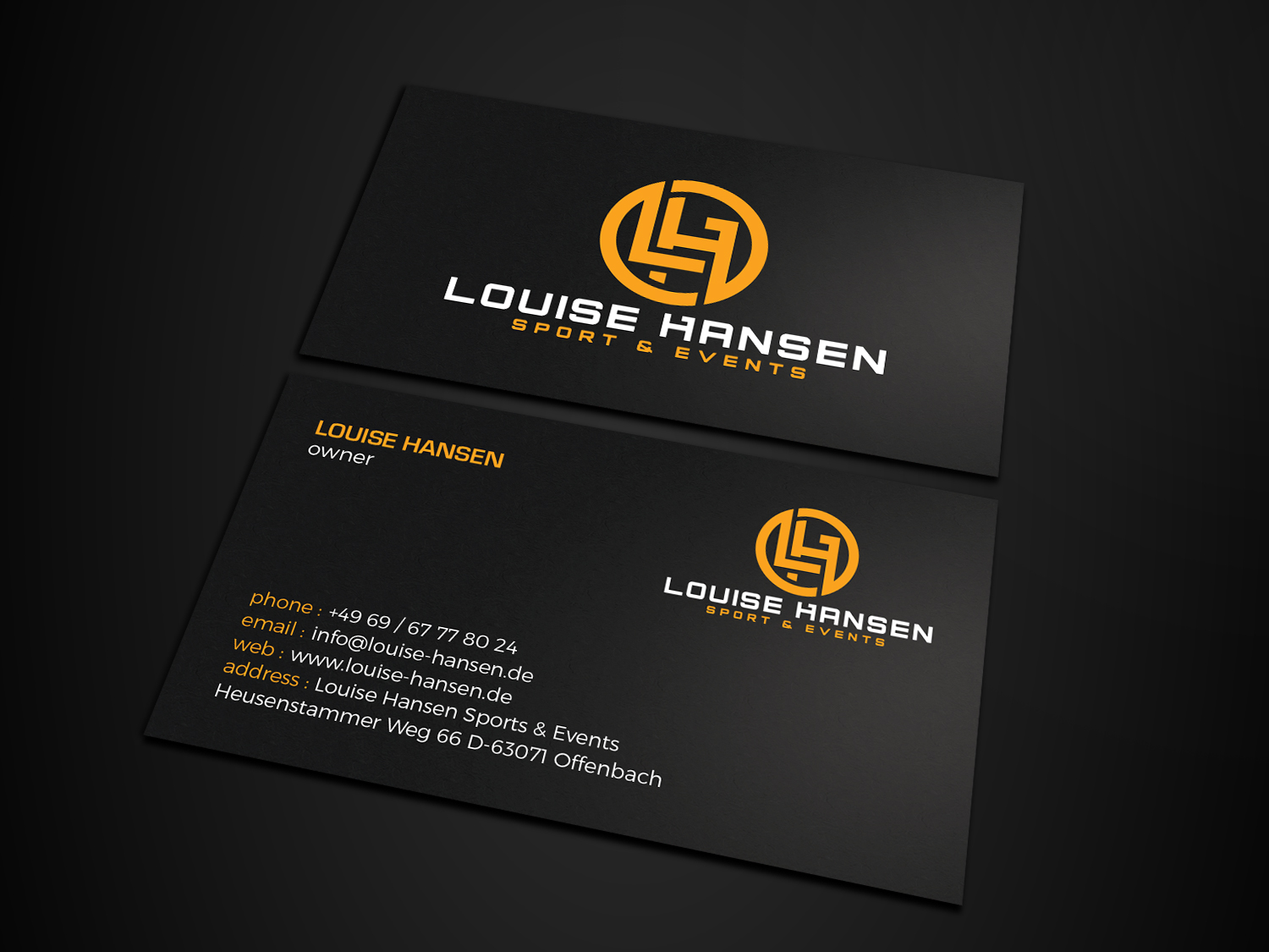 Visitenkarten-Design von Tripti Ranjan Gain für Louise Hansen Sport & Events | Design #28449156