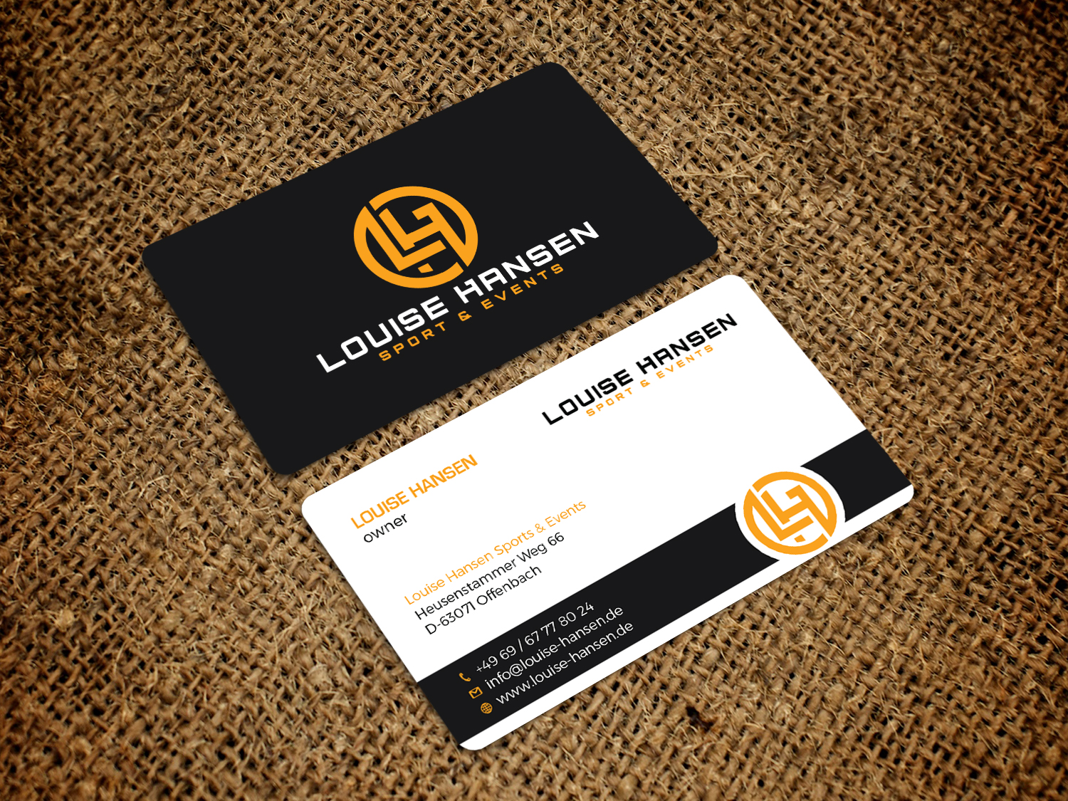 Business Card Design by Tripti Ranjan Gain for Louise Hansen Sport & Events | Design #28449171