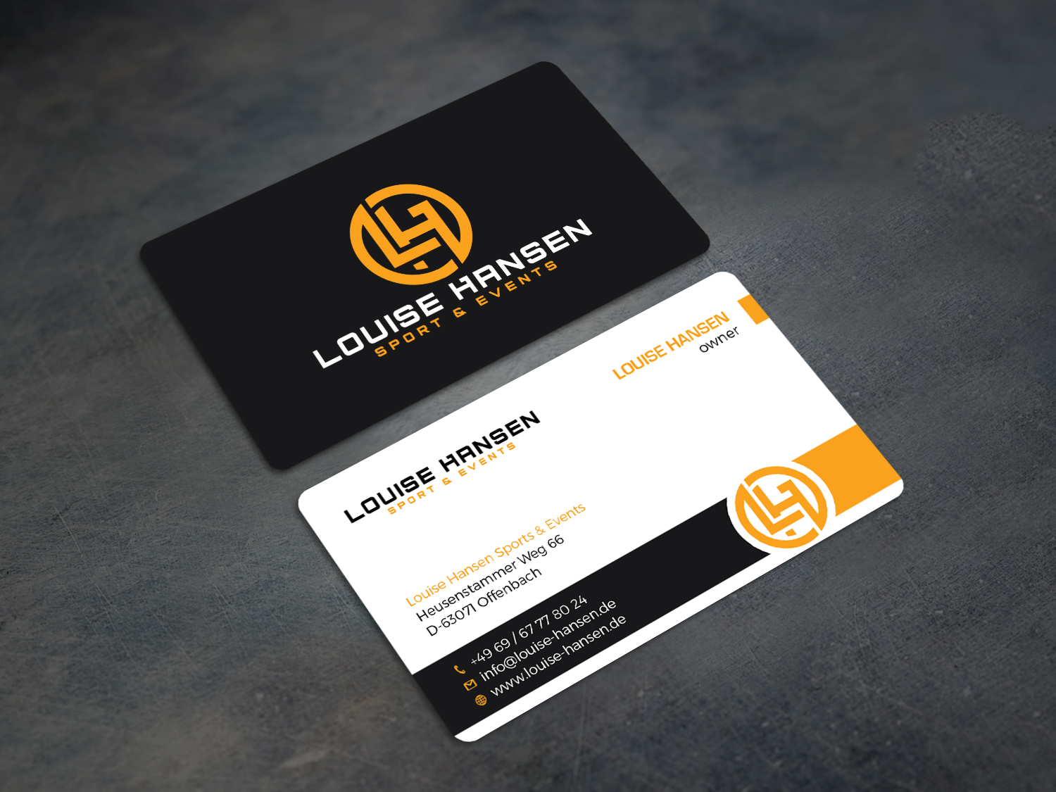 Business Card Design by Tripti Ranjan Gain for Louise Hansen Sport & Events | Design #28449173