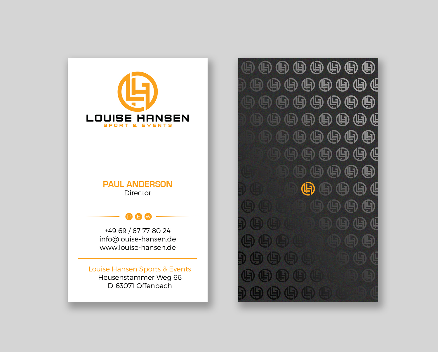 Business Card Design by Tripti Ranjan Gain for Louise Hansen Sport & Events | Design #28449180