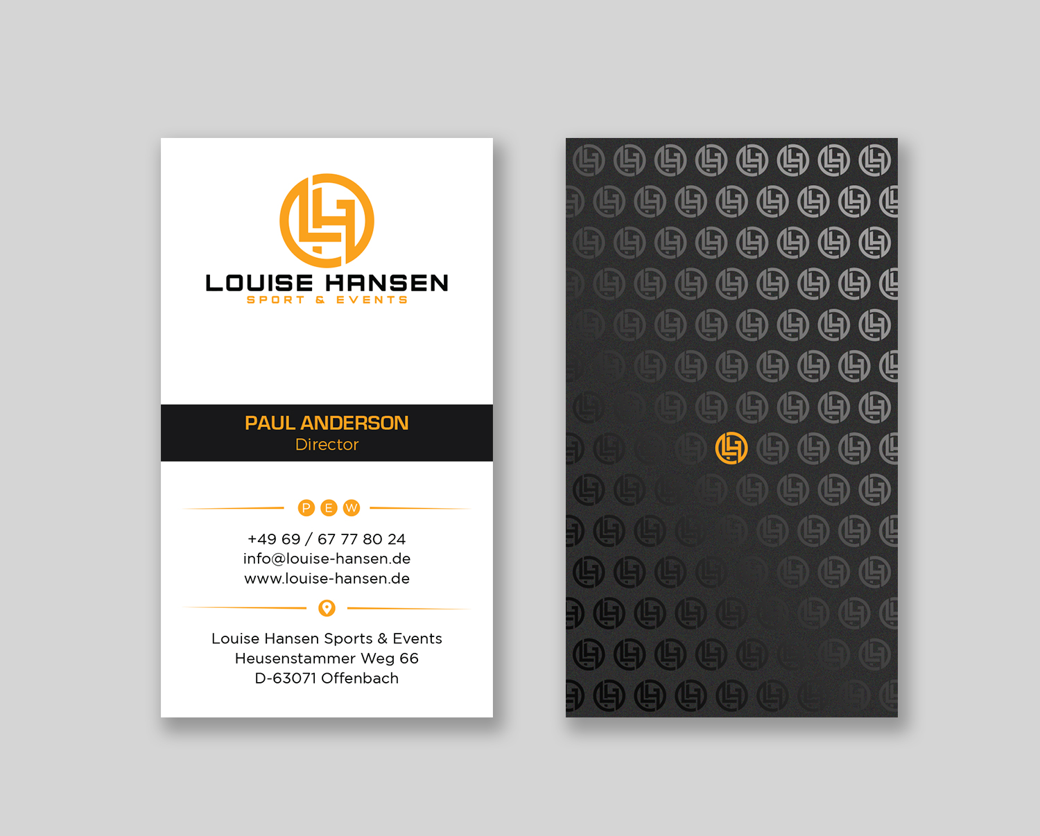 Business Card Design by Tripti Ranjan Gain for Louise Hansen Sport & Events | Design #28449183
