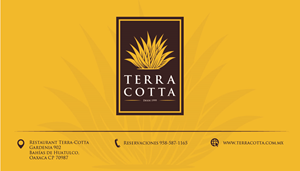 Single-sided business card for restaurant terracotta with new logo made on this site | Diseño de Tarjeta de Presentación por T_jenny
