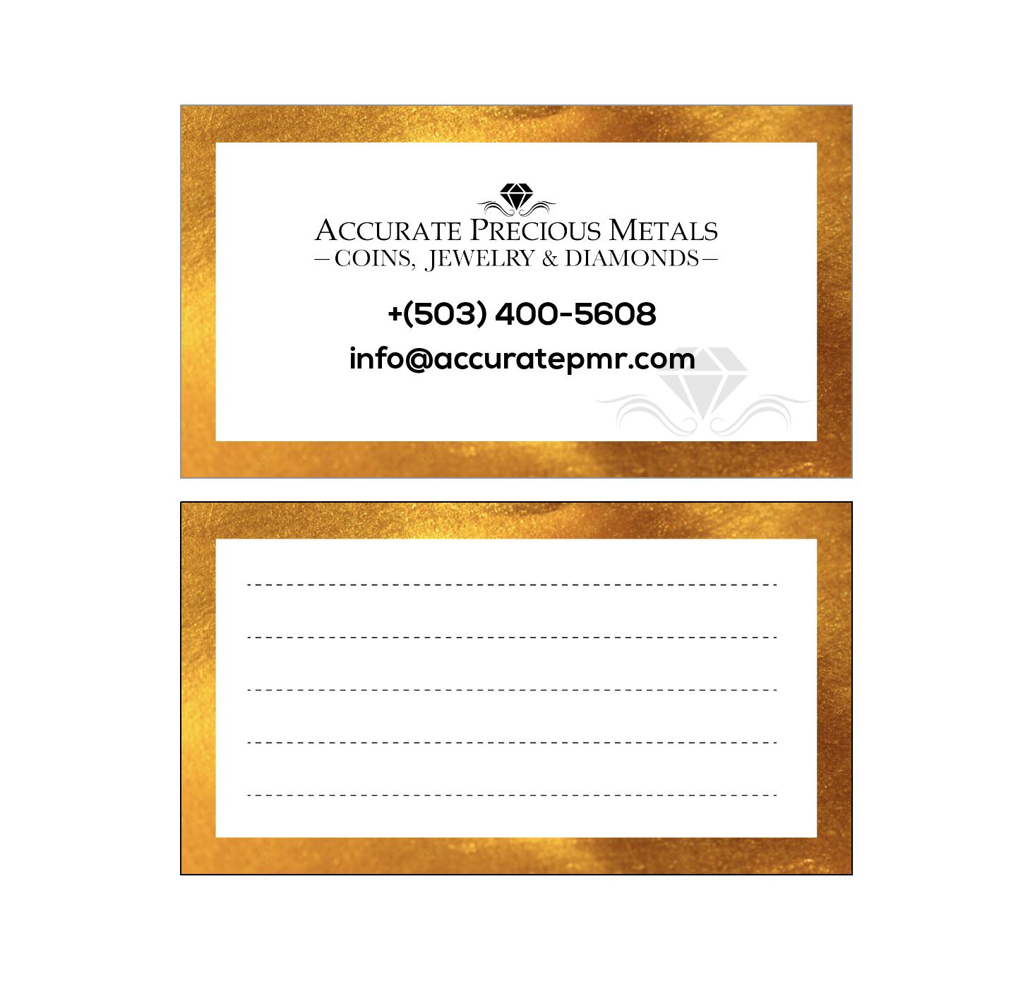 Diseño de Tarjeta de Presentación por Nayef Hammouri para Accurate Precous Metals Refineries | Diseño #28473749