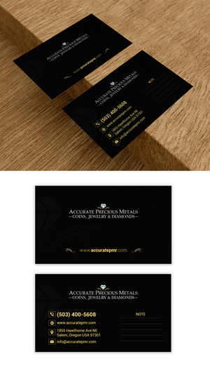 Visitenkarten-Design von debdesign für Accurate Precous Metals Refineries | Design: #28479633