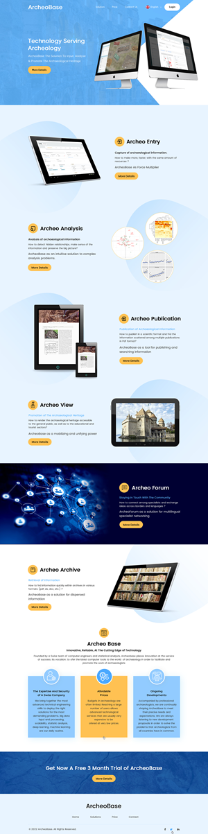 Landing page for selling a web application used by archeologists | Web Design by Sbss