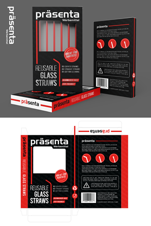 Auffällig moderne Verpackung für Glasstrohhalme | Diseño de Empaque por adjeiiBlack