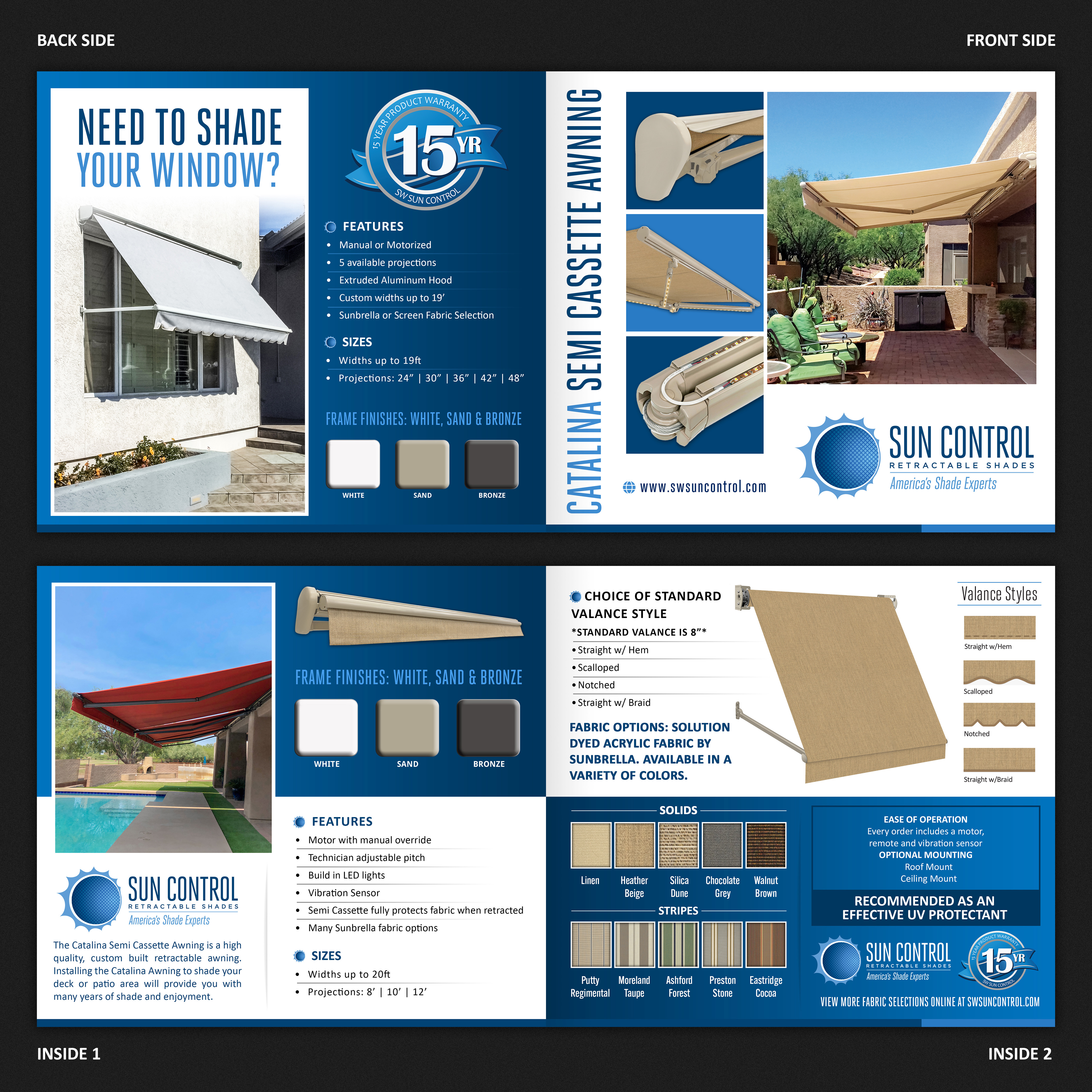 Brochure Design by SAI DESIGNS for Sun Control Retractable Shades | Design #28508753