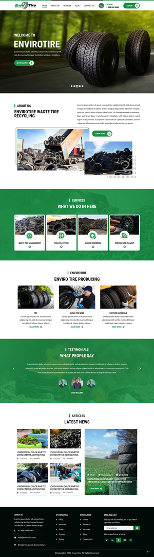 EnviroTire. Customer needs to know about us, what services we provide & contact us | Web Design by pb