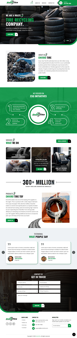 EnviroTire. Customer needs to know about us, what services we provide & contact us | Web Design by sai.designer87