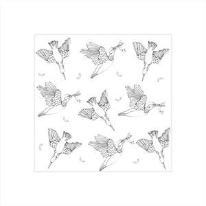 Kingfisher pattern, vector design in black and white. | Design Vectoriel par Lezette_G