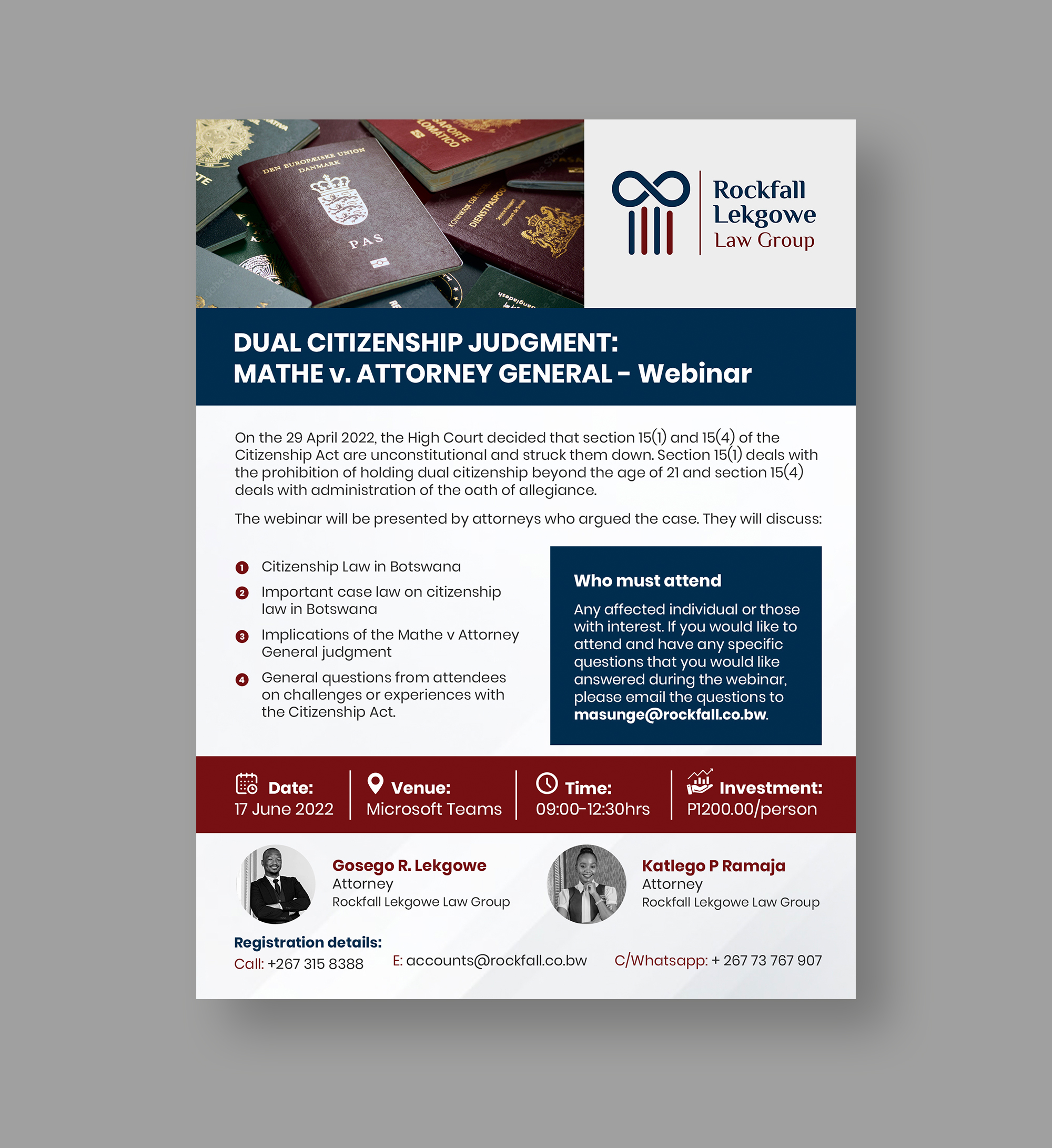 Banner-Design von Deepak_9_Malhotra für Rockfall Lekgowe Law Group  | Design #28540683