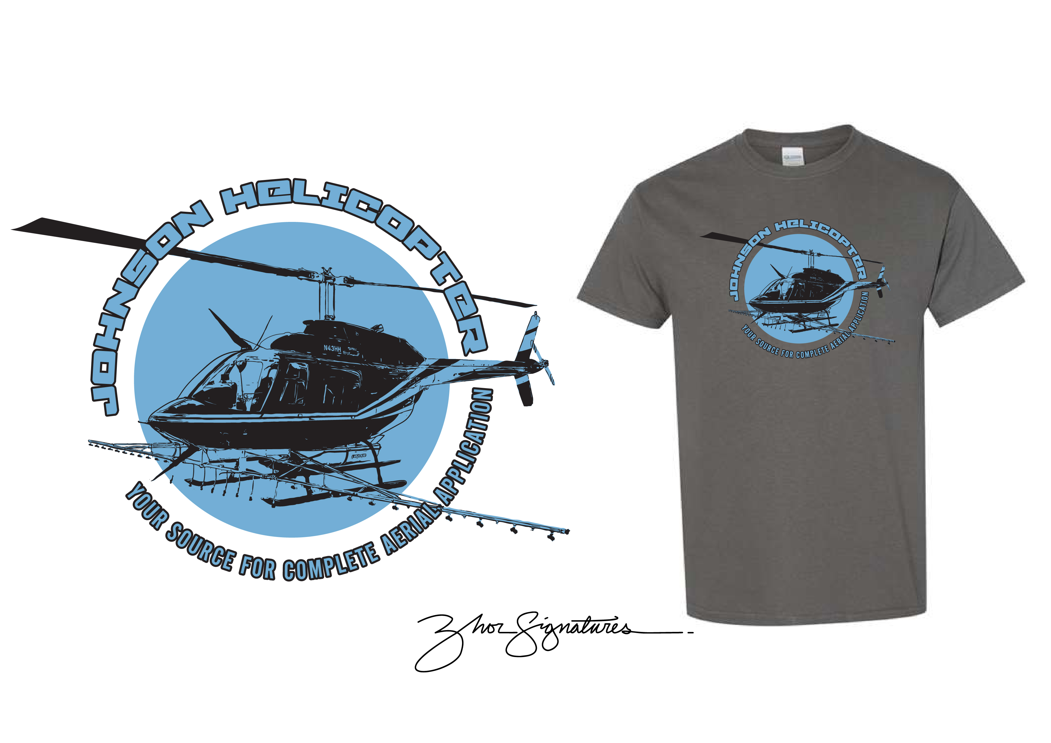 T-shirt Design by Zhor Signatures for Johnson Helicopter | Design #28520454