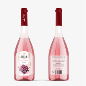 ETIQUETA PARA VINO ROSADO. botella borgoña transparente. 750ml | Diseño de Etiqueta por elveneclipse