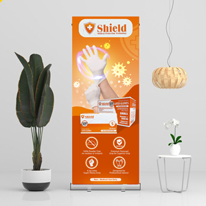 Retractable Banner Design Featuring Key Product for Beauty Trade Show | Messestand-Design von Anhar