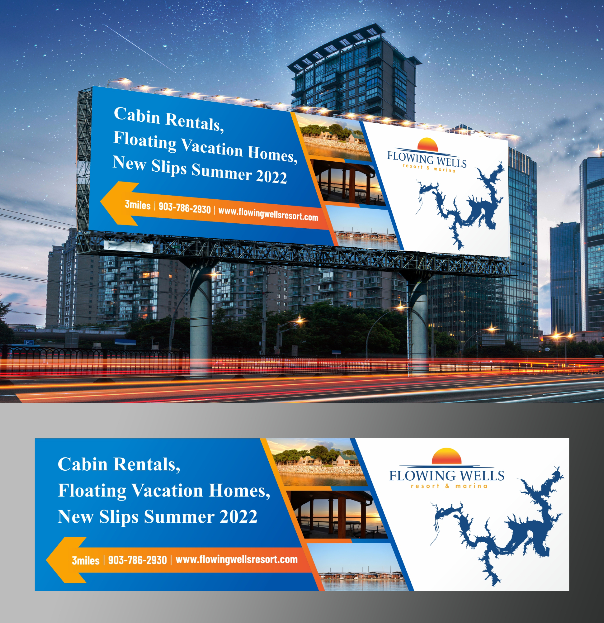 Billboard Design by KreativeMadz for Flowing Wells Resort & Marina | Design #28539453
