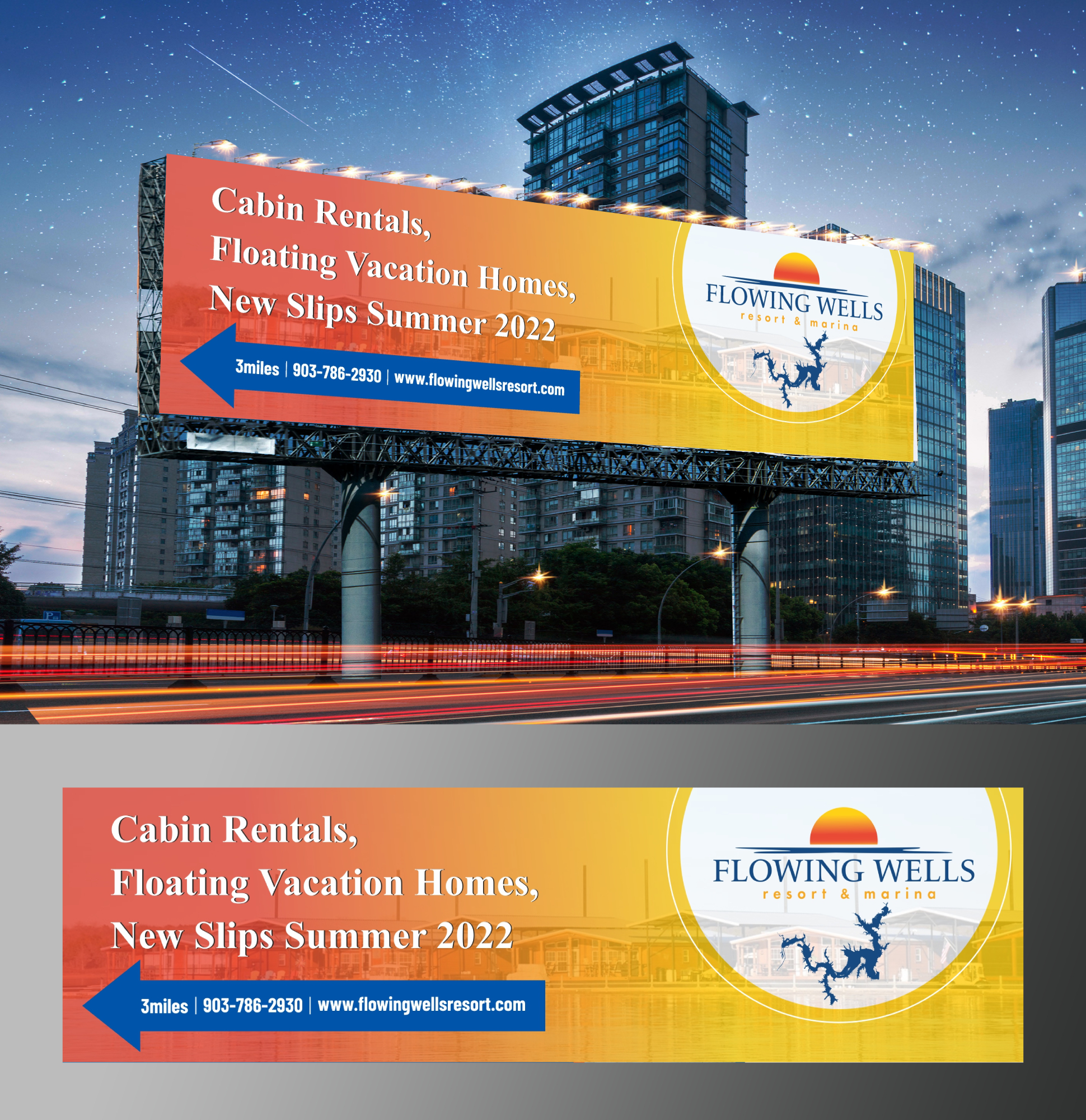 Billboard Design by KreativeMadz for Flowing Wells Resort & Marina | Design #28539538